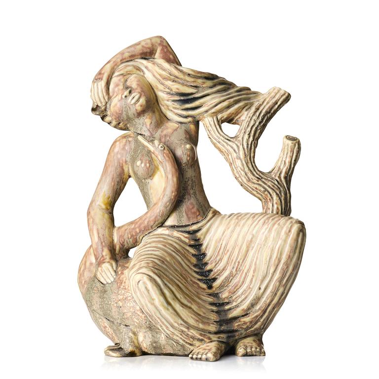 Stig Lindberg, a stoneware sculpture of 'Leda and the Swan', Gustavsberg, Sweden 1940-50s.