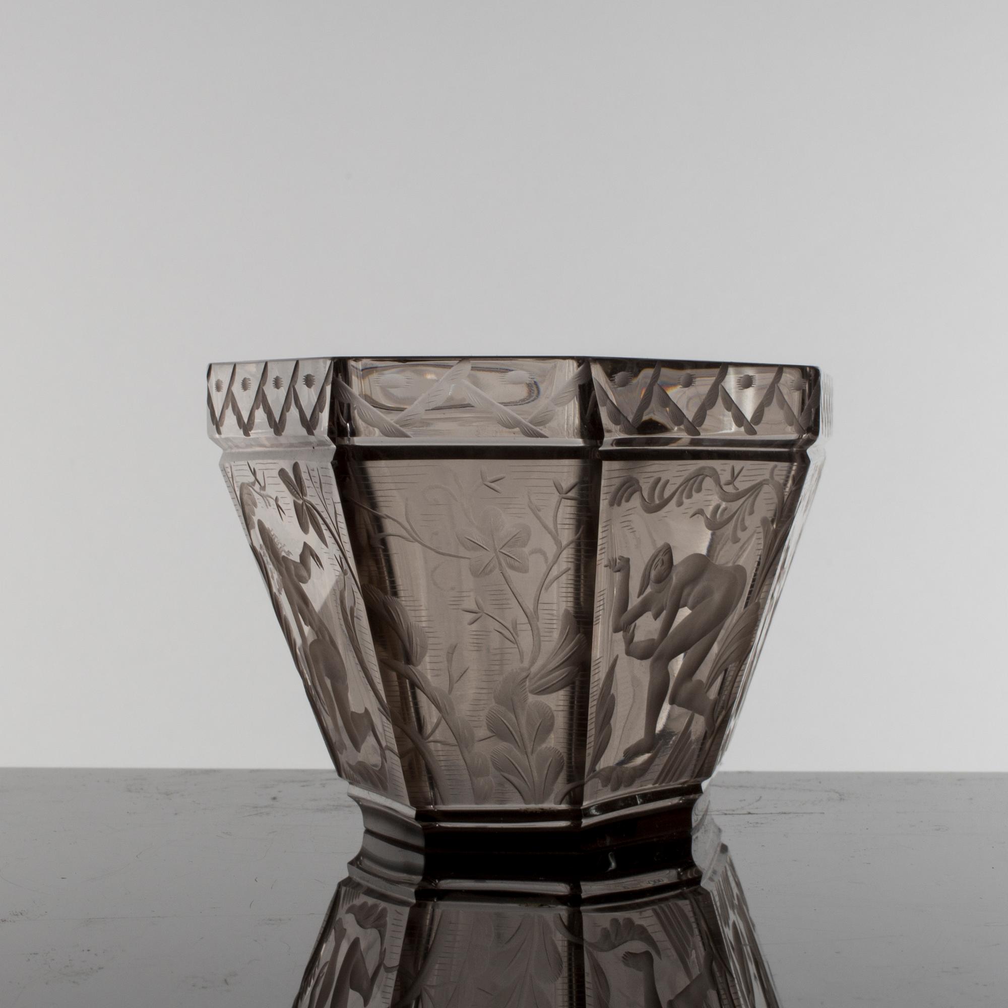 SIMON GATE, skål, "Paradis", Orrefors, 1929.