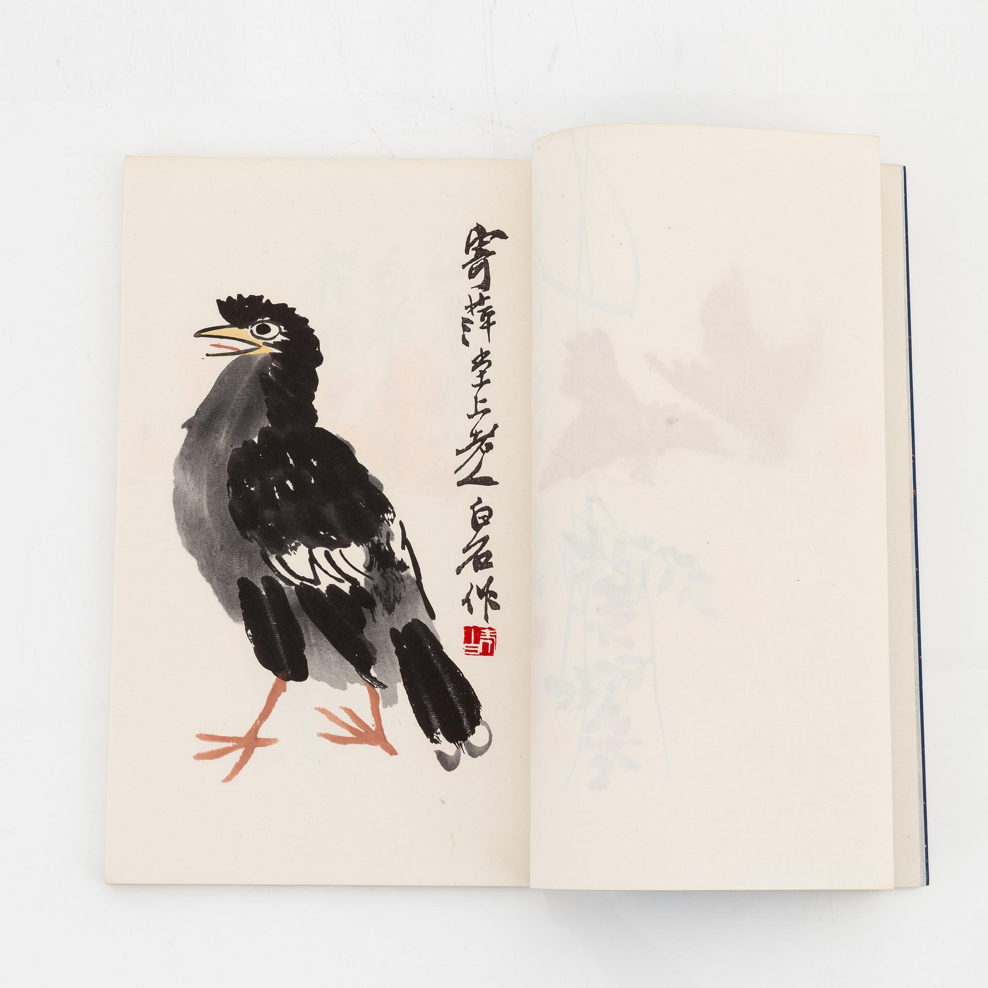 Qi Baishi, album med träsnitt, utgiven av Rong Bao Zhai, Beijing, 1955.