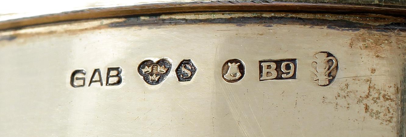 STOP, silver, barockstil, GAB Stockholm1952. Vikt ca 420 gram.