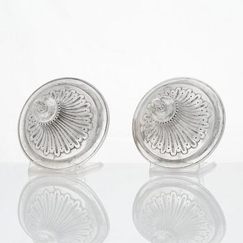 A pair of Swedish Gustavian silver sugar-bowls, mark of Johan Malmstedt, Gothenburg 1786.