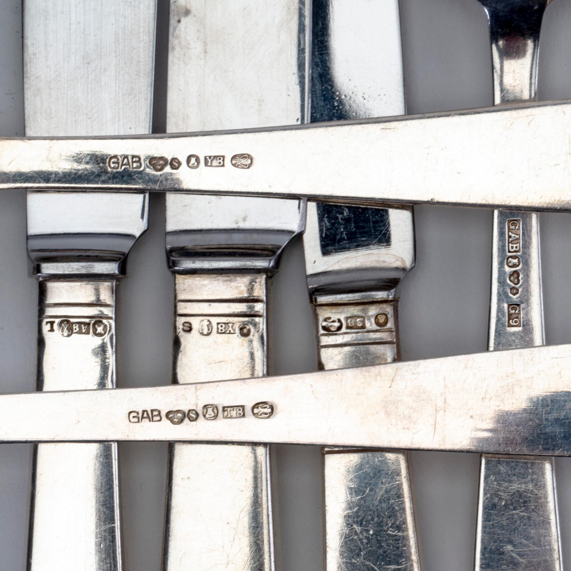 A Swedish 20th century set of 86 silver cutlery mark of Jacob Ängman GAB Stockholm 1950/60s total weight 3040 grams.