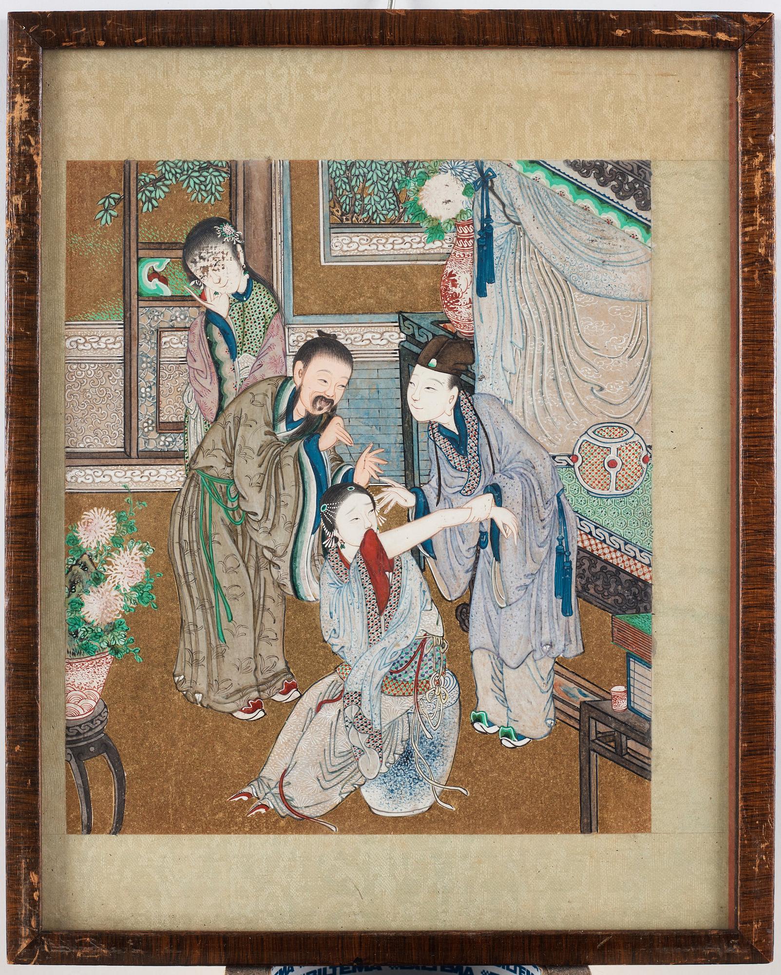 A set of nine Chinese watercolours by unknown artist, 19th Century.