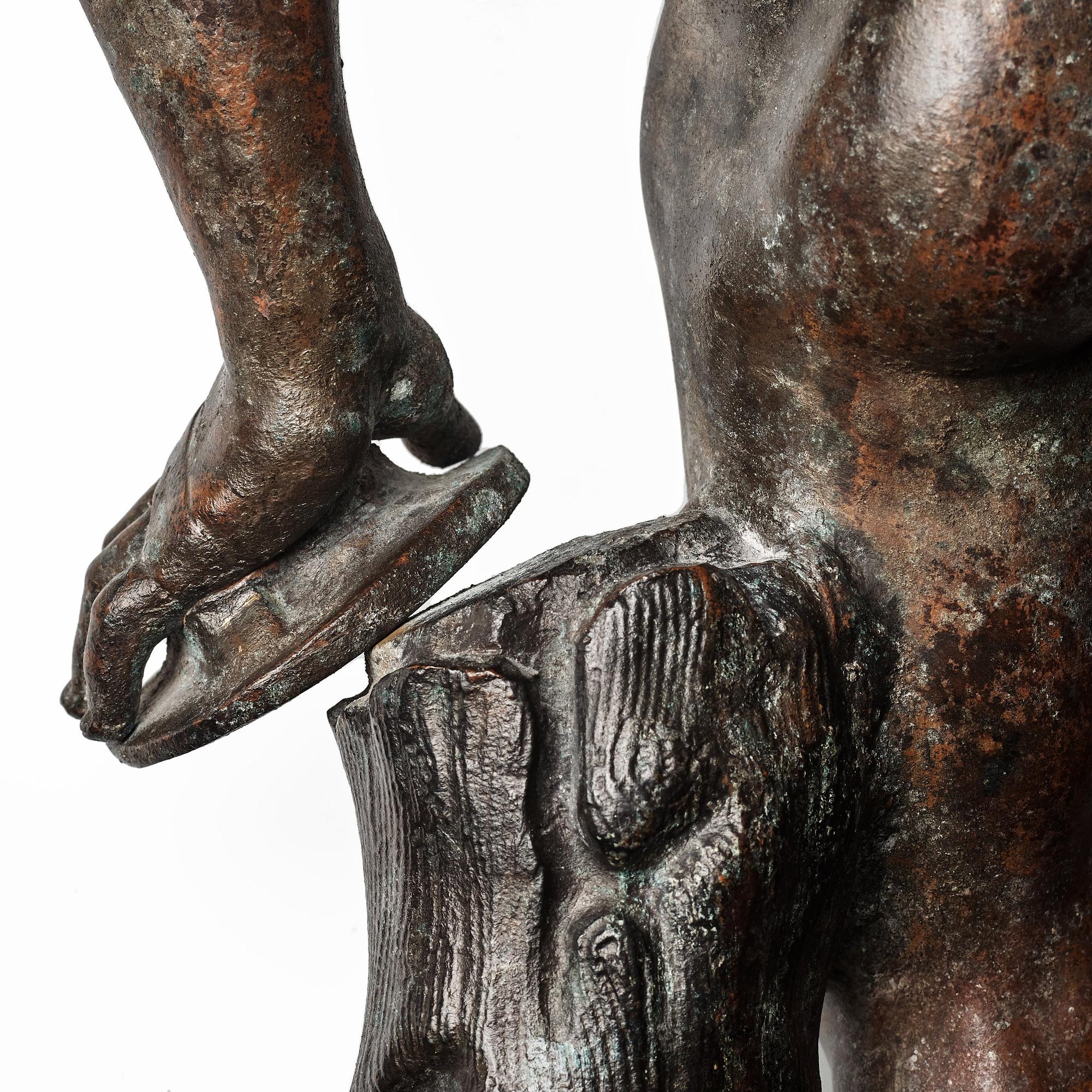 SCULPTURE, probably Italy 18th Century. Satyr with cymbals.