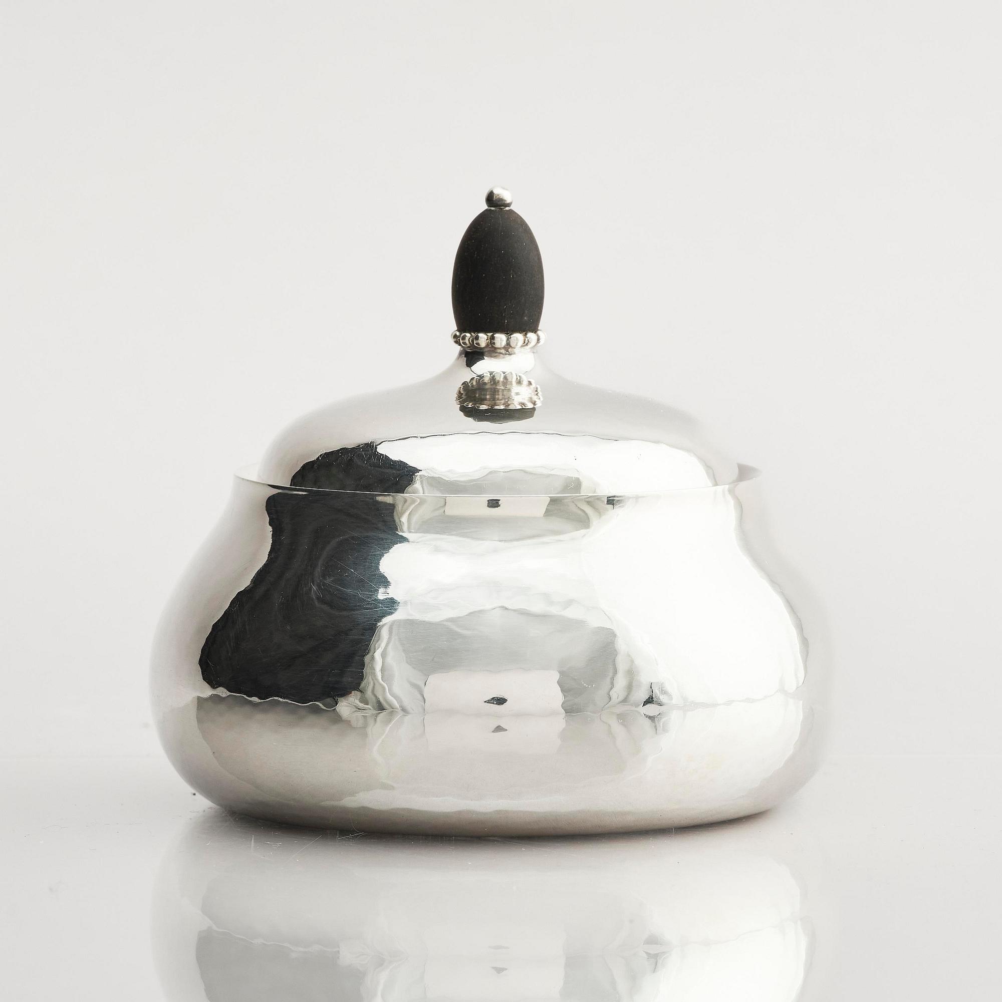 Georg Jensen, a sterling silver three-piece coffee set, Copenhagen, Denmark, after 1945, design no 80B and 80C.