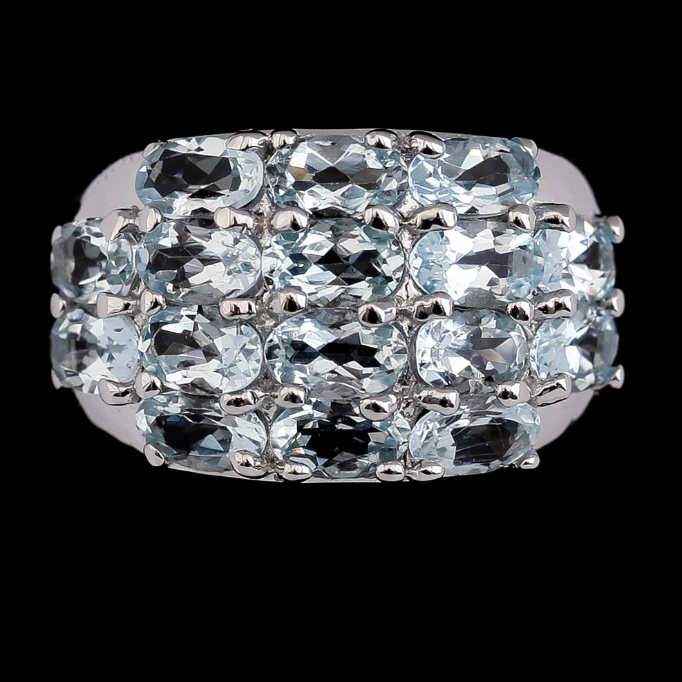 RING, sterlingsilver, akvamariner tot ca 4.00 ct. Vikt ca 5,6 g.