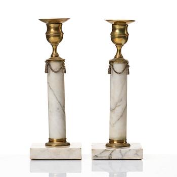 A pair of Late Gustavian candlesticks.