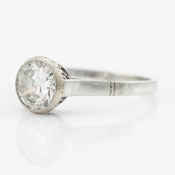 Ring 14K vitguld med äldre briljantslipad diamant, 1.42 ct.