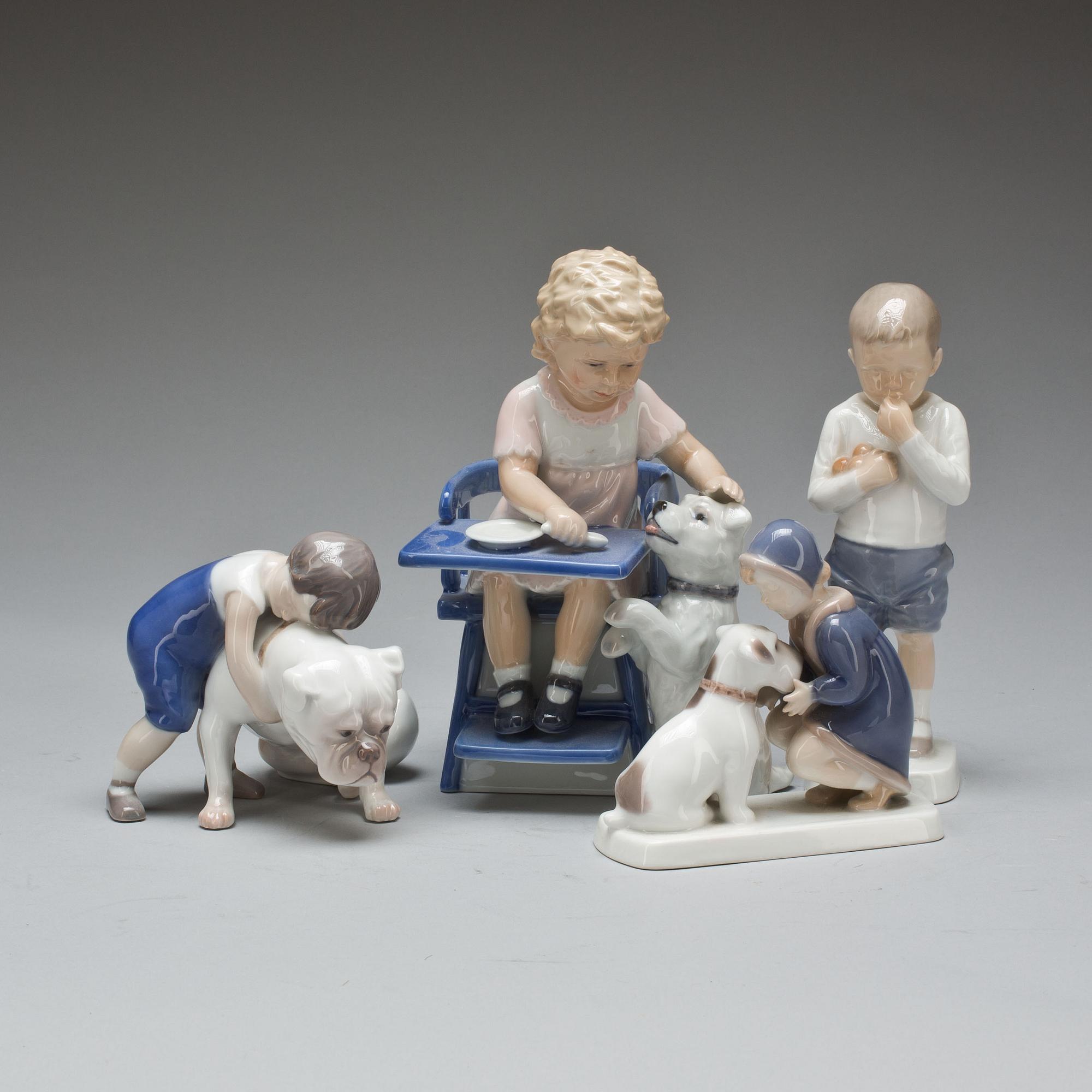 FIGURINER, 4 st, porslin, Bing & Gröndahl och Royal Copenhagen.