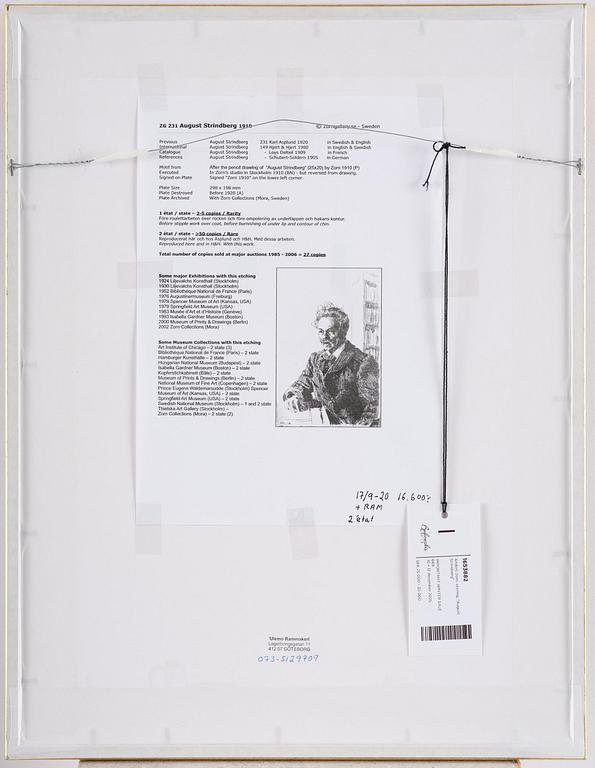 Anders Zorn, "August Strindberg".