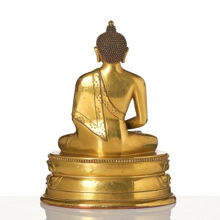 A Mongolian Gilt Bronze Figure of Buddha, Zanabazar school, 18th century.