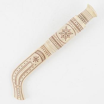 Thore Sunna, a reindeer horn knife, signed.