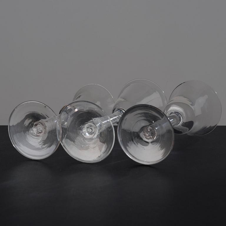 A set of three odd glasses, England, 18th Century.
