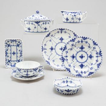 A 26-piece porcelain 'Blue Fluted' full lace tea service, Royal Copenhagen, Denmark.