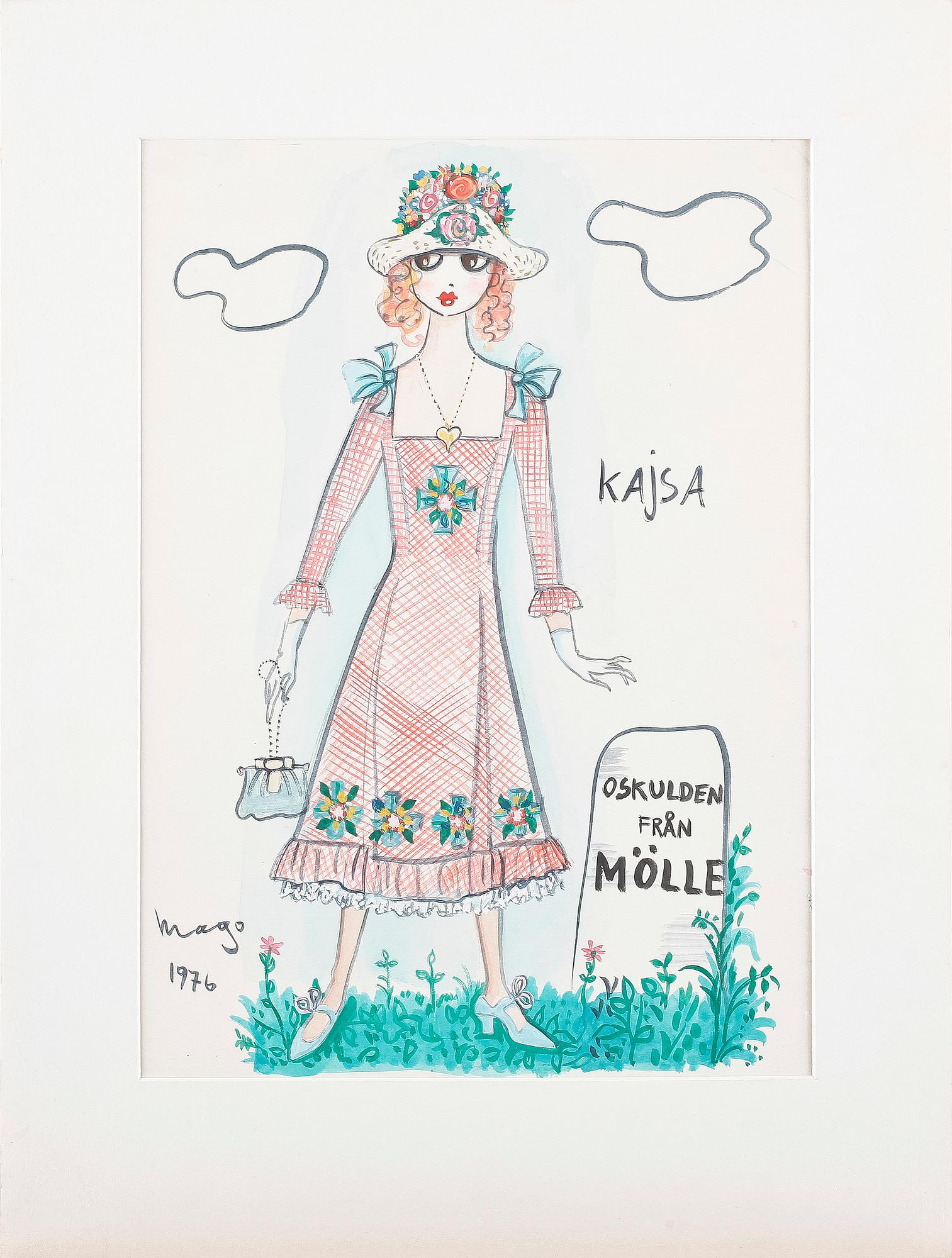 MAX GOLDSTEIN, kostymteckningar, 8 st, sign o dat 1976.