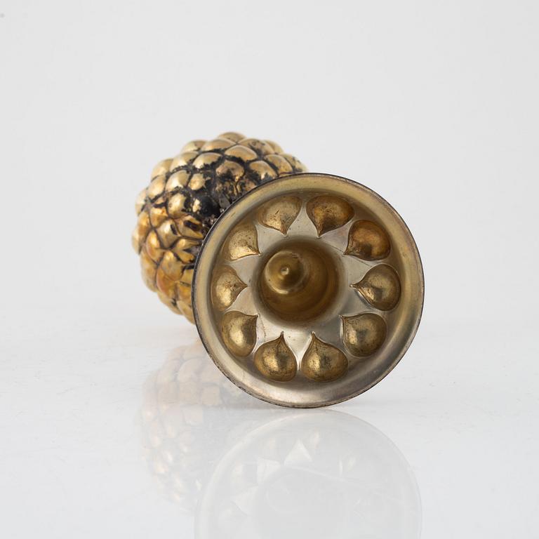 A German Baroque Style Parcel-Gilt Silver Pineapple Cup with Cover, circa 1900.