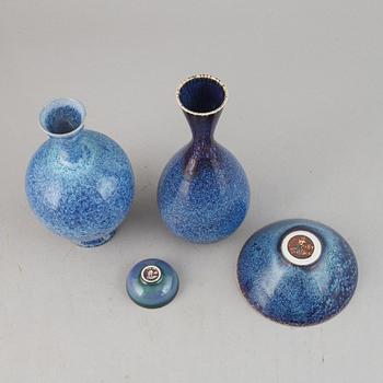 Sven Wejsfelt, a set of two stoneware vases, a bowl and a miniature bowl from Gustavsbergs studio.