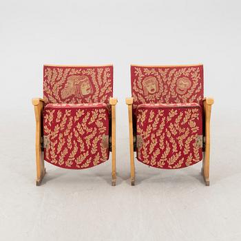 Theater chairs, a pair of Malmö Opera (formerly Malmö Stadsteater). 1940s.