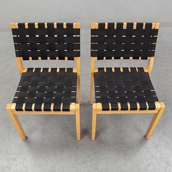 Alvar Aalto, five birch model 611 chairs, Artek, Finland.