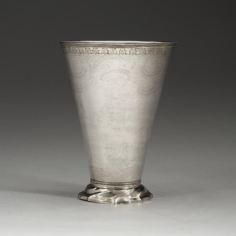 A Swedish 18th century parcel-gilt beaker, marks of Nils Grubb, Hudiksvall 1785.