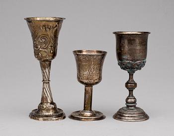 SUPKALKAR, 3 st, silver, bla Peter Falk, Skara, (1766-1800). Totalvikt 128 g.