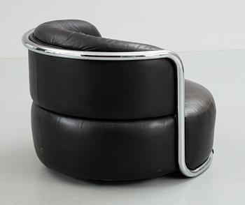 A Geoffrey Harcourt chromed steel and black leather easy chair, Artifort, Holland 1970's.