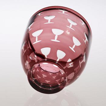 An Edward Hald 'Slipgraal' glass vase, Orrefors 1945.