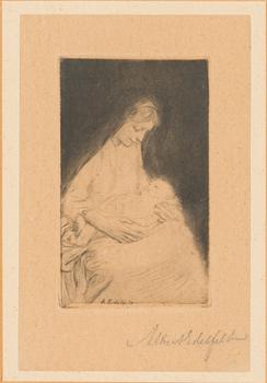 Albert Edelfelt, etching, signed.