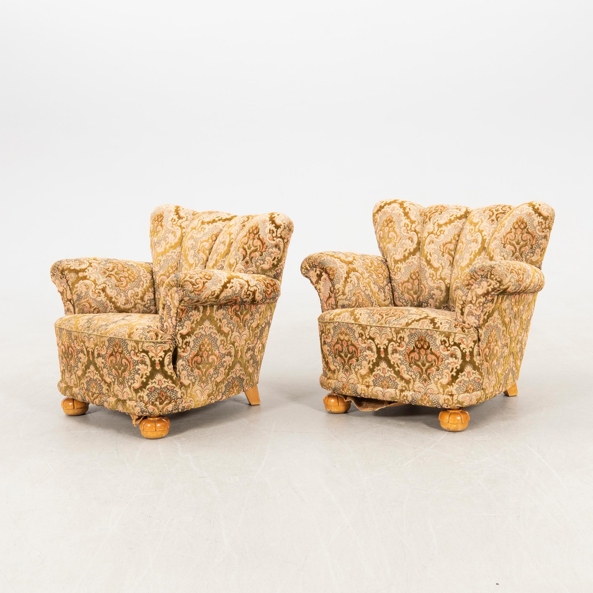 Armchairs, a pair, 1940s Swedish Grace.