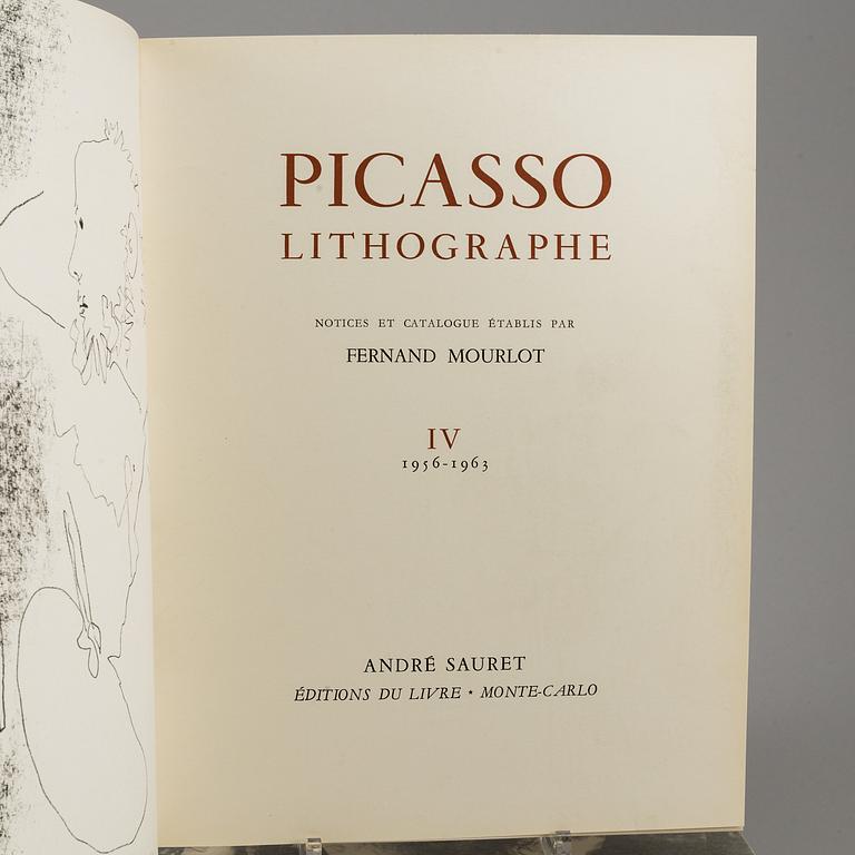 Five Pablo Picasso books, Georges Bloch, "Picasso", vol I-II and "Picasso Lithographe II-IV.