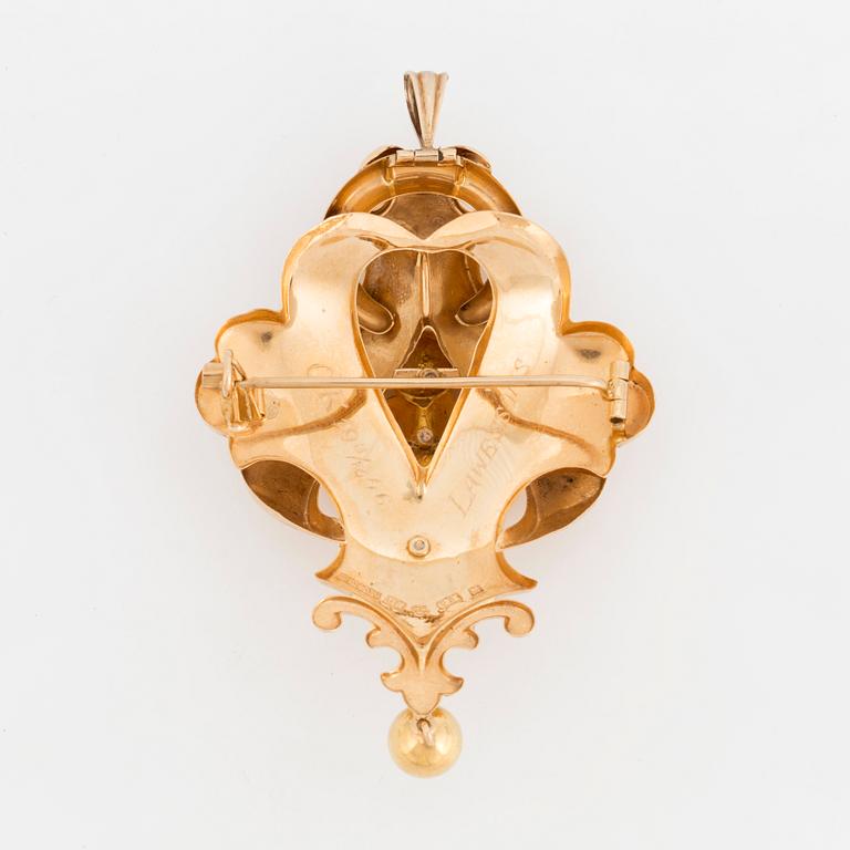 BROOCH/PENDANT, 18K gold, marked G.D. & Co, Malmö 1946.