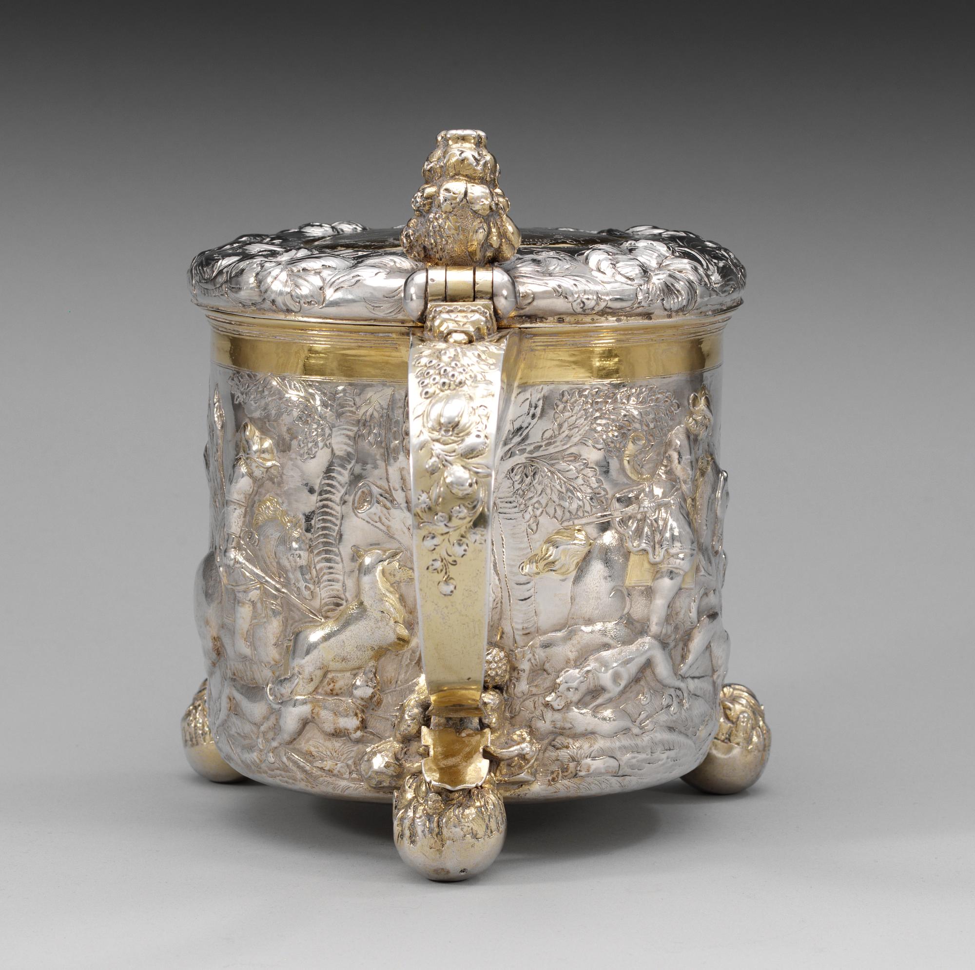 DRYCKESKANNA, av Johan Wefwer, (verksam i Linköping 1672-1705), daterad i gravyren 1673. Barock.