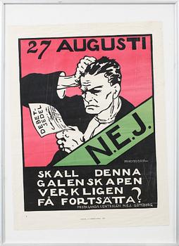 Seven posters from Propaganda centralen N.E.J, Gothenburg, printed at A Lindgren & Sons in 1922.