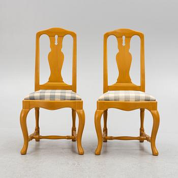 Six rococo style chairs, late 20th century.