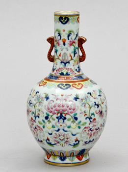 A famille rose vase, presumably Republic, with Jiaqing seal mark.