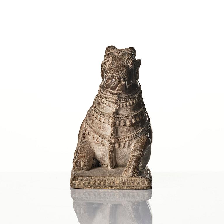 A lime stone sculpture of the bull Nandi, India, 18th/19th century or older.