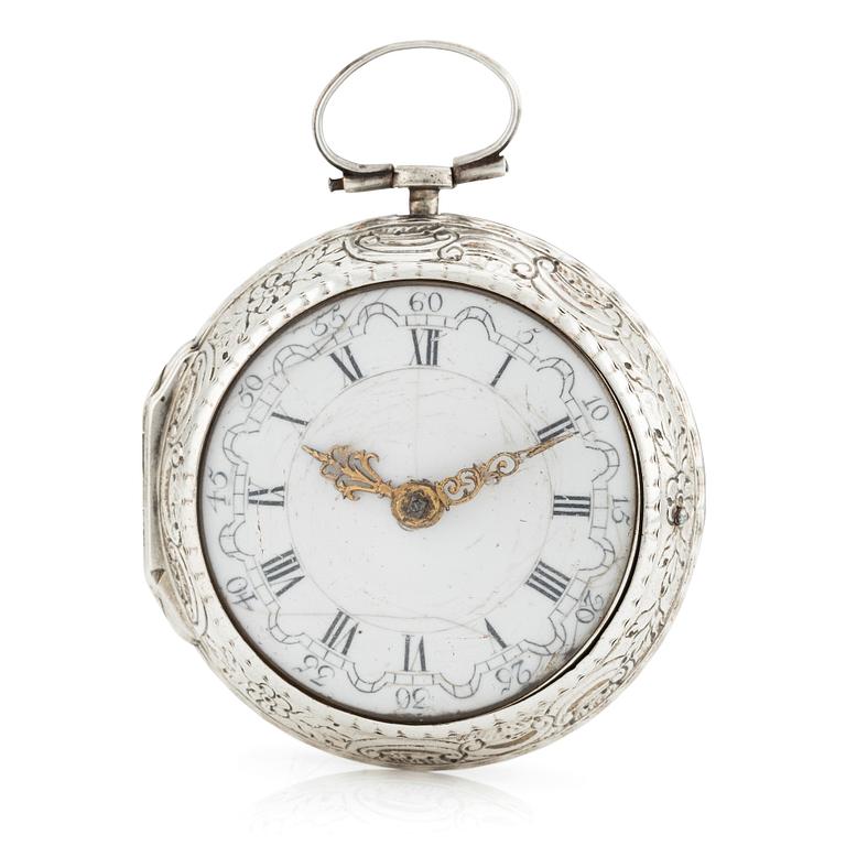 Samson, London, a silver double case pocket watch, later part of the 18th century.