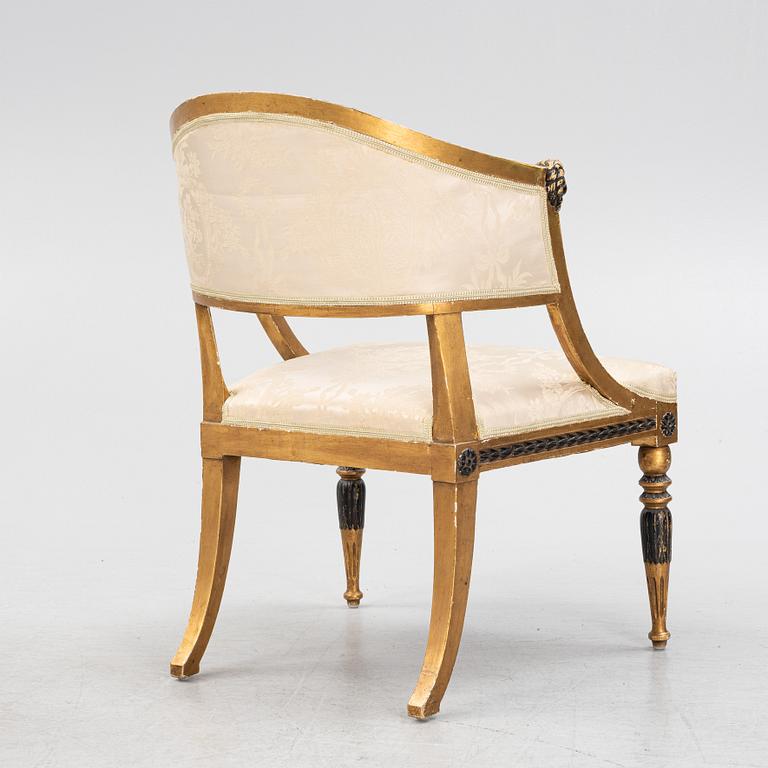 Karmstol, sengustaviansk stil, sk baljfåtölj, sent 1800-tal.
