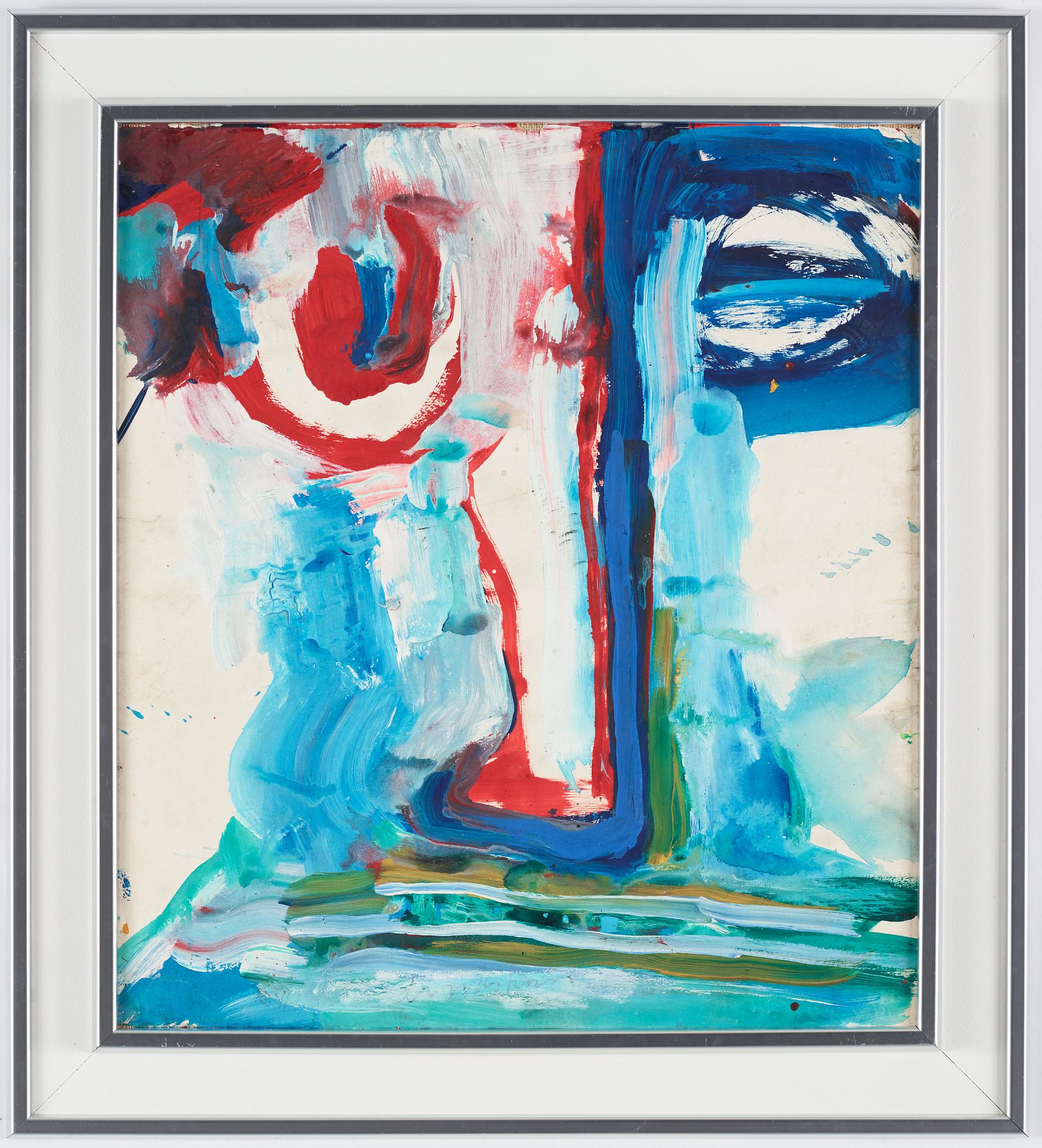 Bengt Lindström, mixed media on paper laid down on canvas, 1960s, estate stamp signed Curt Aspelin verso.