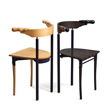 38. Borek Sipek, BOREK SIPEK, two "Jansky" chairs for Driade, Italy post 1986.