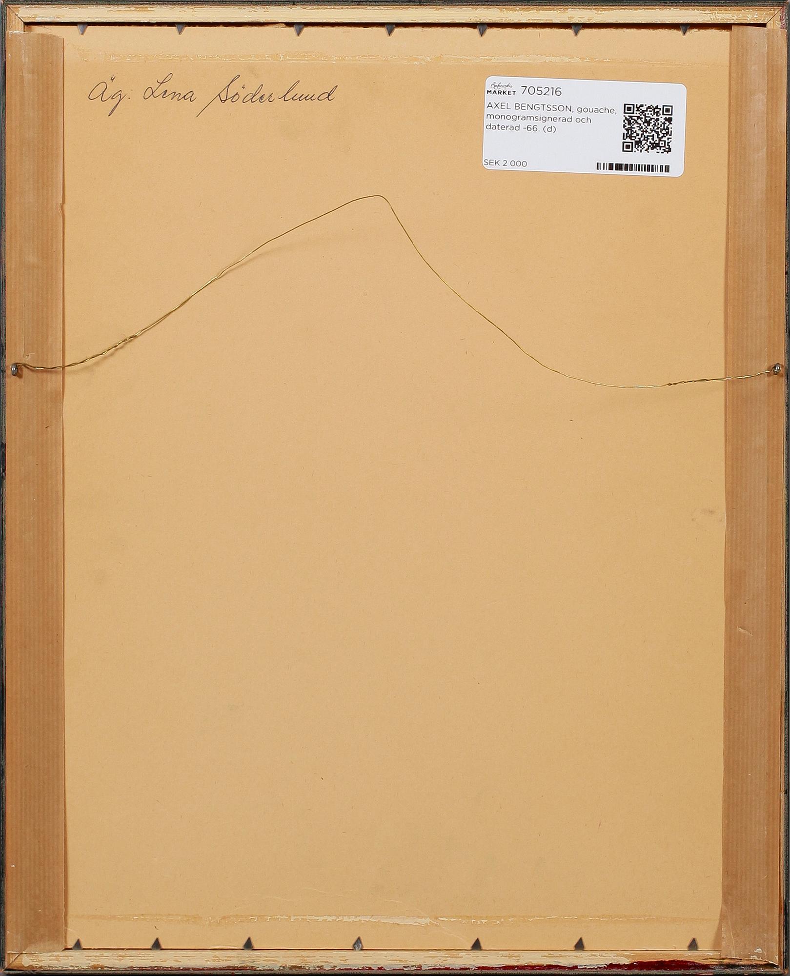 AXEL BENGTSSON, gouache, monogramsignerad och daterad -66.