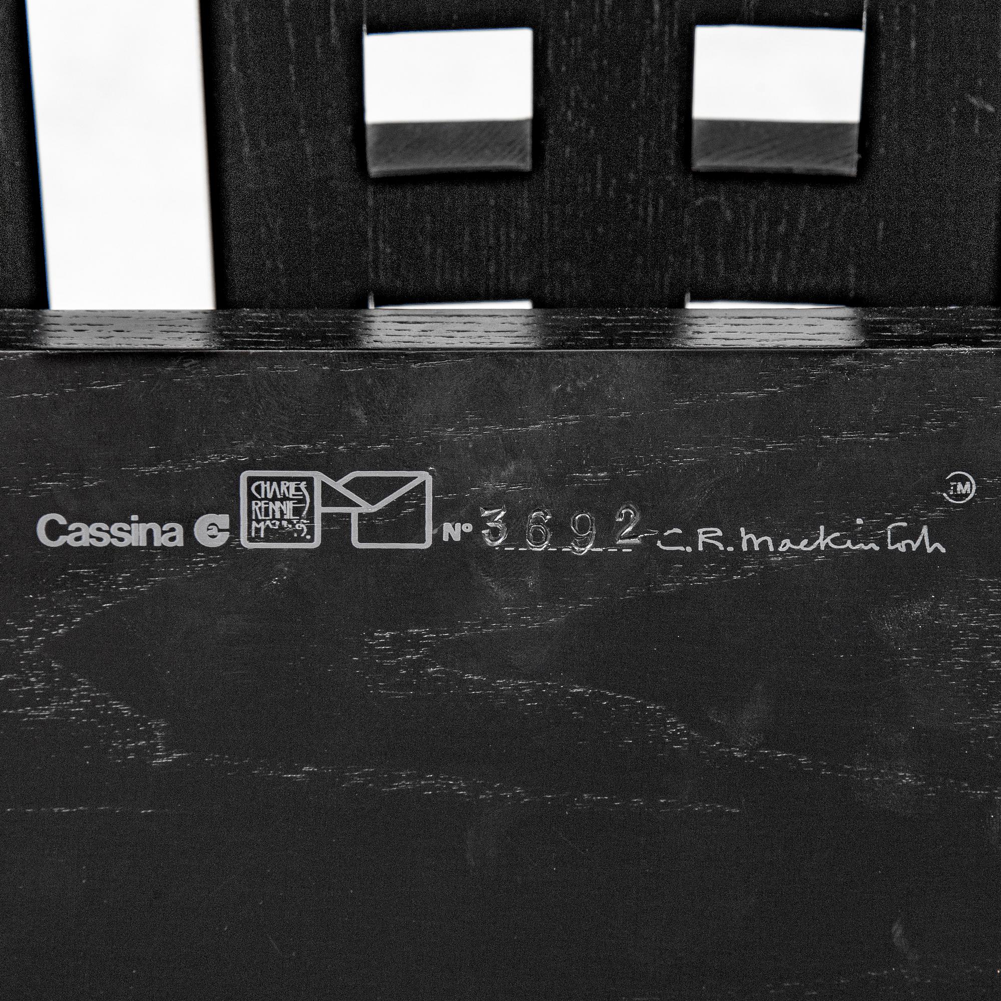 A 'Willow 1' by Charles Rennie Mackintosh for Cassina, designed 1904, produced 1973, No 3692.