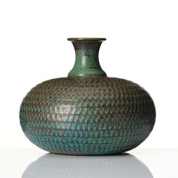 Stig Lindberg, a stoneware vase, Gustavsberg studio, Sweden 1963.