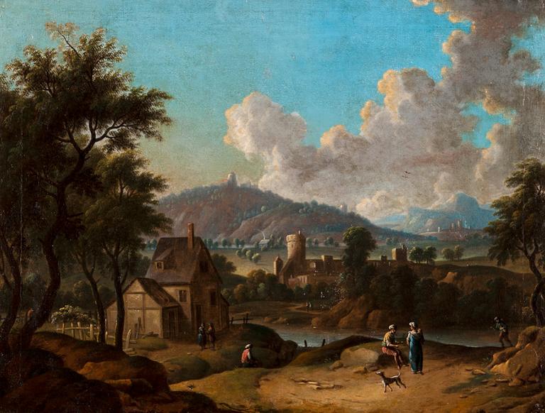 TUNNISTAMATON TAITEILIJA, maalauksia, pari, aikainen 1800-luku, öljy kankaalle.