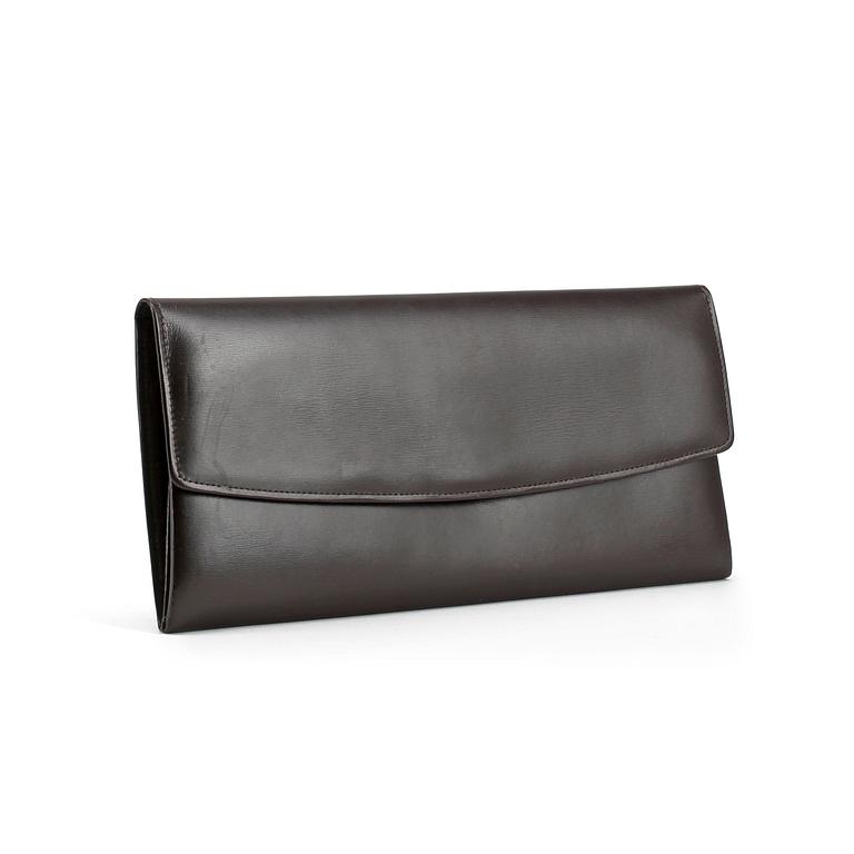 CHRISTIAN DIOR, a brown calf leather clutch / evening bag.