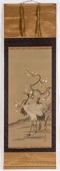 A Japanese hanging scroll, ink and color on paper, 20th Century.