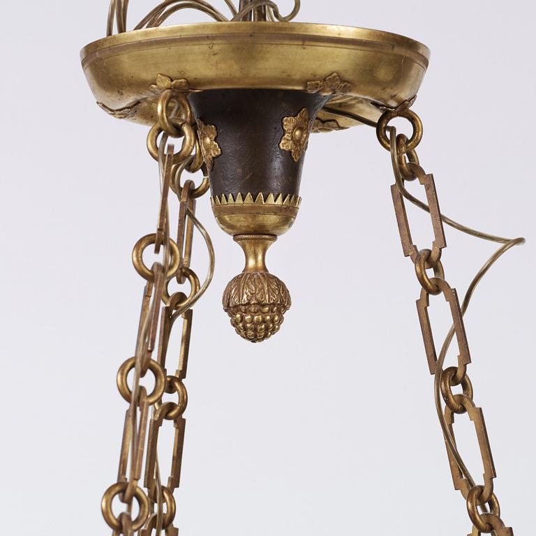 An Empire-style second half 19th century six-light hanging lamp.