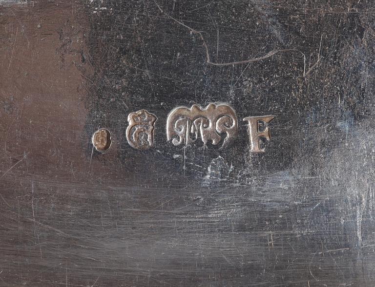 A Swedish 18th century silver sugar-box, makers mark of Mathias Grahl, Göteborg 1764.