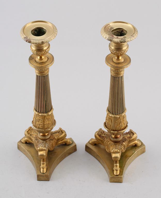 LJUSSTAKAR, 1 par, empirestil, 1800-tal.