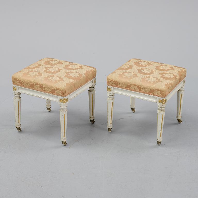 A pair of gustavian style stools from the late 1800's.